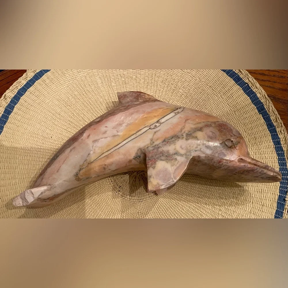 Heavy Carved Dolphin Sculpture- 10” Long Weight; 4.12 POUNDS